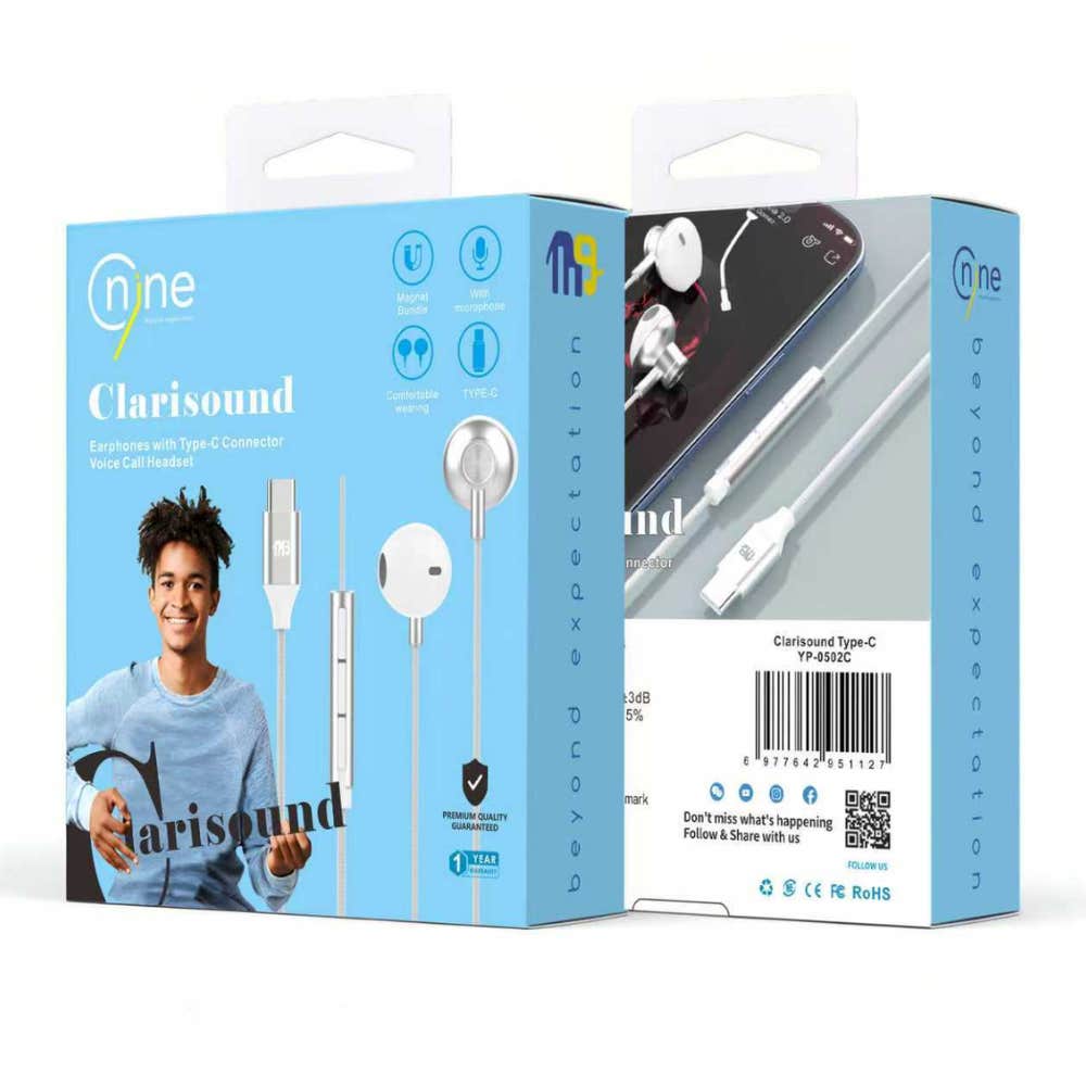 Nine Clarisound Wired Earphones with Type-C Connector