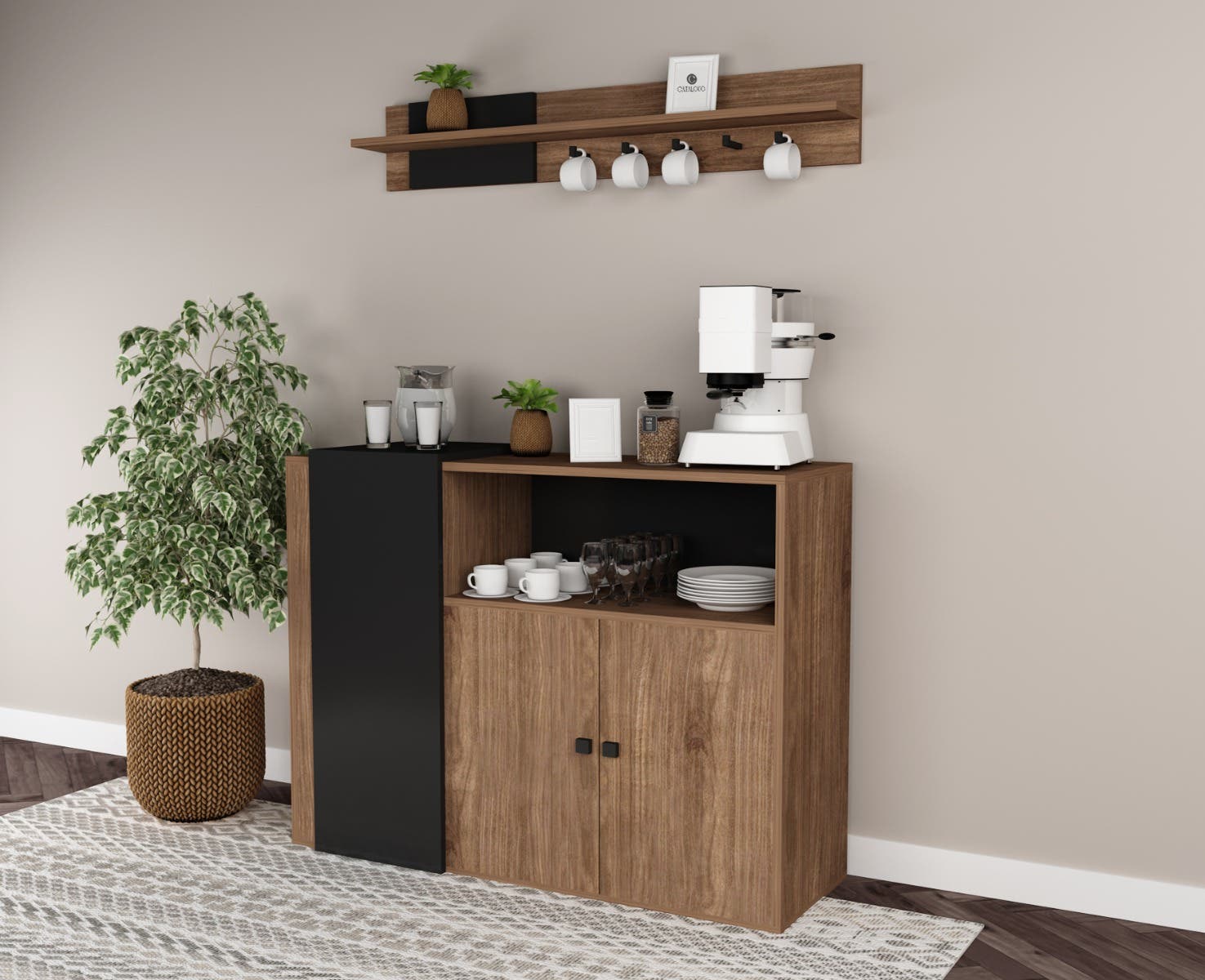 MDF Wood Coffee Table, 120x40x100 cm - Brown