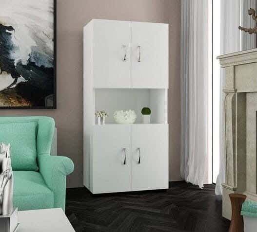 MDF Wood Storage And Drawer Unit, 80×40×160 cm - White
