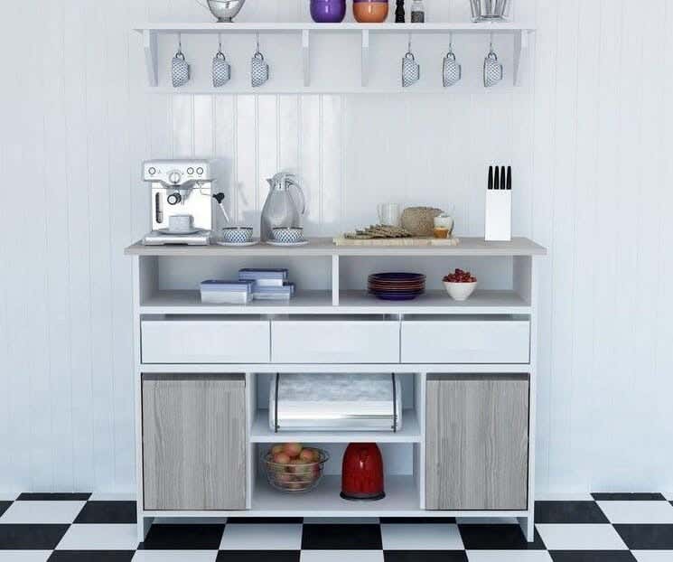 MDF Wood Storage And Drawer Unit, 120×40×90 cm - Beige White