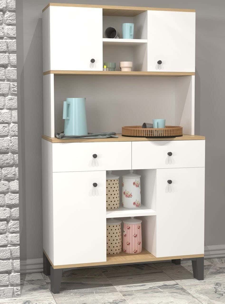 MDF Wood Storage And Drawer Unit, 90×50×160 cm - White