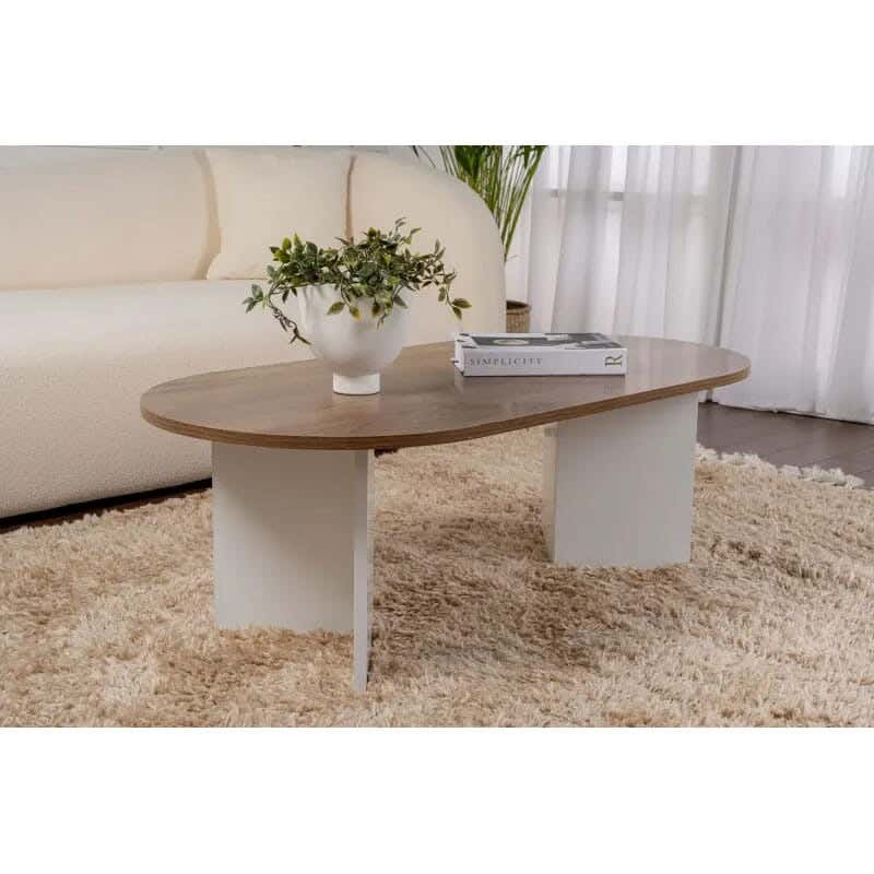 MDF coffee table, 119 x 60 x 40 cm - white brown