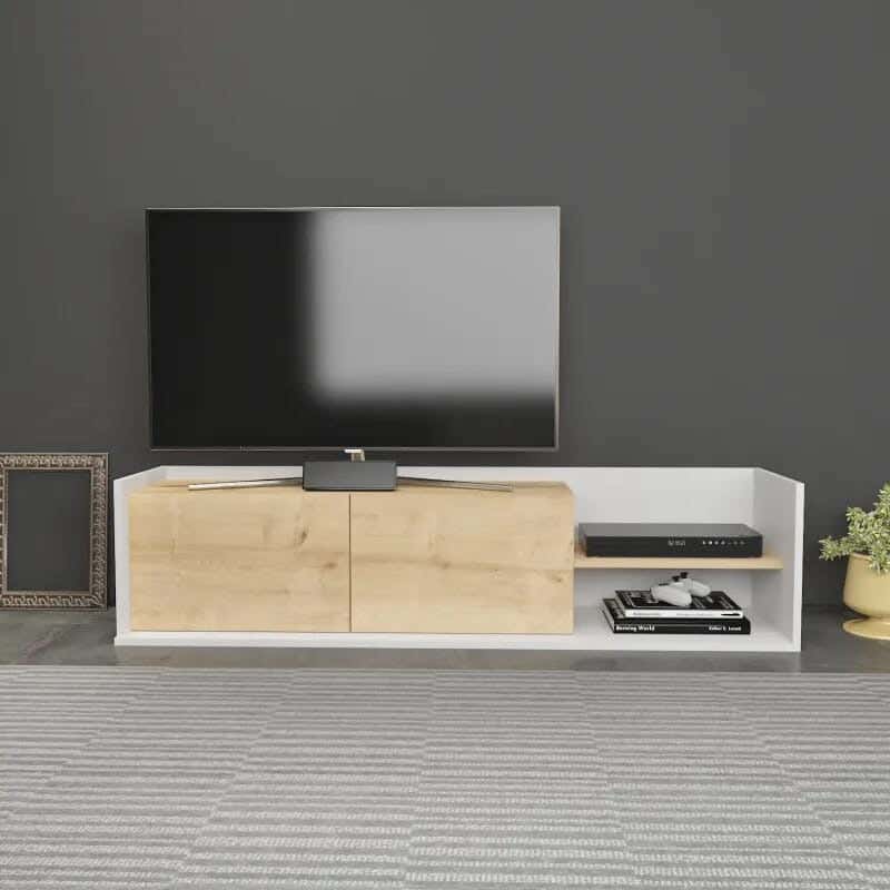 MDF TV stand, 160 x 35 x 36.8 cm - White Beige