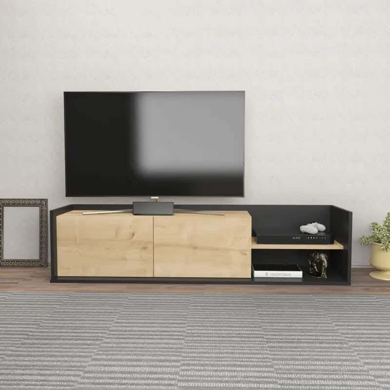 MDF TV stand, 160 x 35 x 36.8 cm - Black Beige
