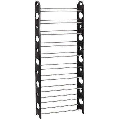 Plastic Shoe Organizer, 10 Shelves - Black