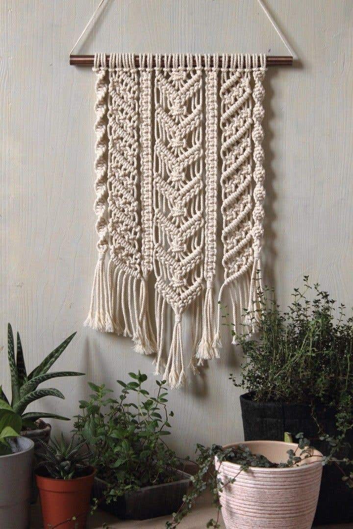 Wall Macrame, Cotton, 90X40 Cm - Off White