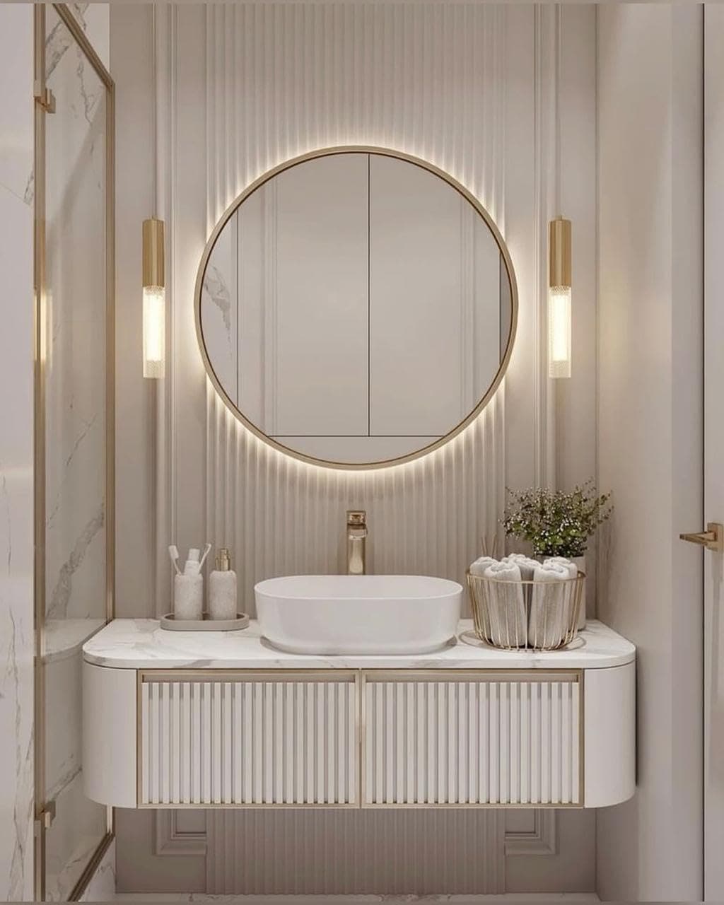 Lion Hose Modern Illuminated Touch Sensor Wall Mirror, 70×70×3 Cm, Golden Frame - White Light