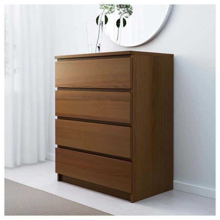 Spanish MDF Wood Drawer Unit, 4 Drawers, 80 × 100 × 40 Cm - Brown Wood
