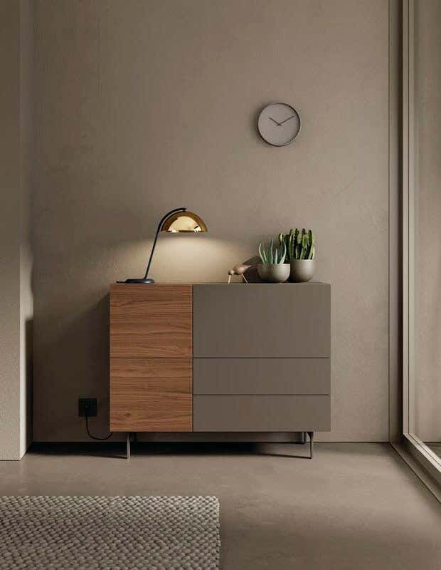 Spanish MDF Wood Drawer Unit, 3 Doors, 2 Drawers, 100 × 100 × 40 Cm - Gray Wood