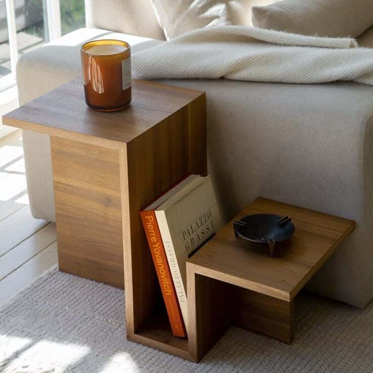 Spanish MDF Wood Side Table, 70X60X40 cm - Wooden Brown