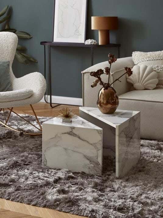 Spanish MDF Wood Center Table, 70X70X40 cm - White Brown