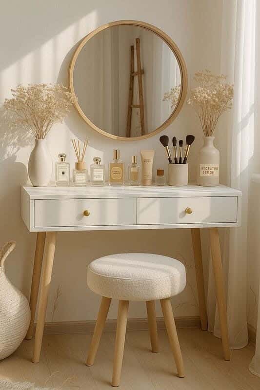 Spanish MDF Wood Dressing Table Without Mirror, 80X80X15 cm - White