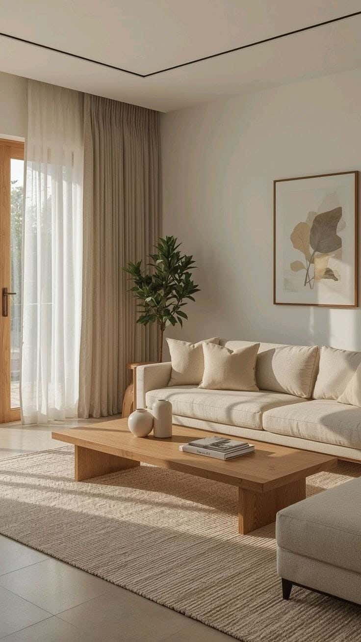 Coffee Table, MDF Wood, 35×120×50 Cm - Wooden