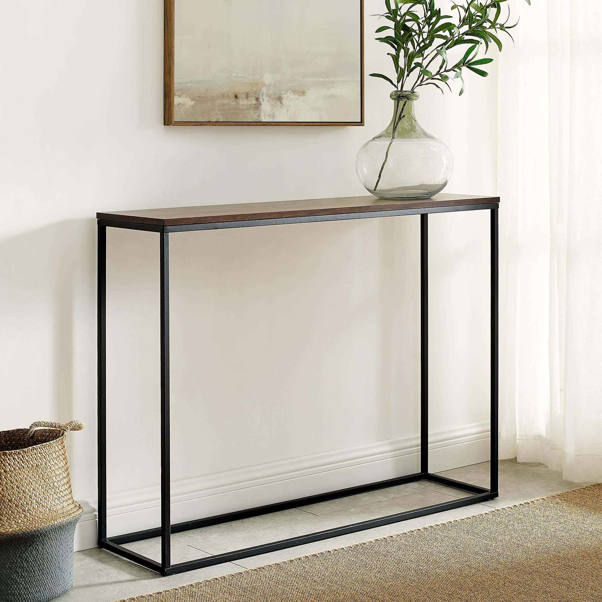 Metal Console Table, Electrostatic Paint, 120 × 40 × 90 cm - Black Brown