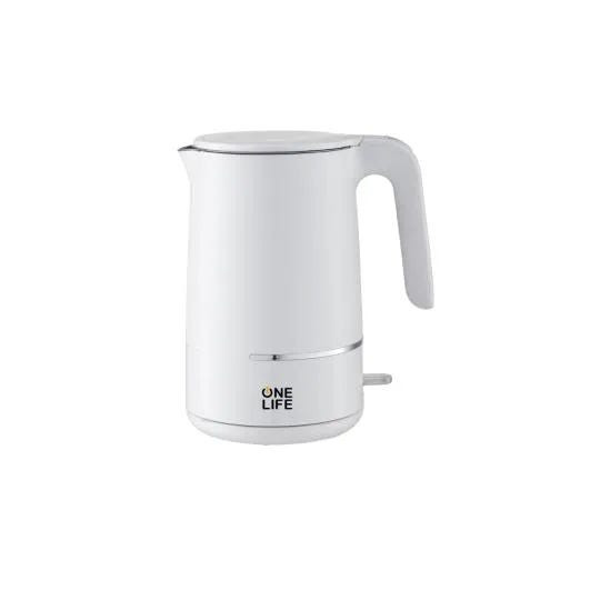 One Life EKM75WH Double Wall Kettle, 1.7L, 2200W, Light Indicator - White