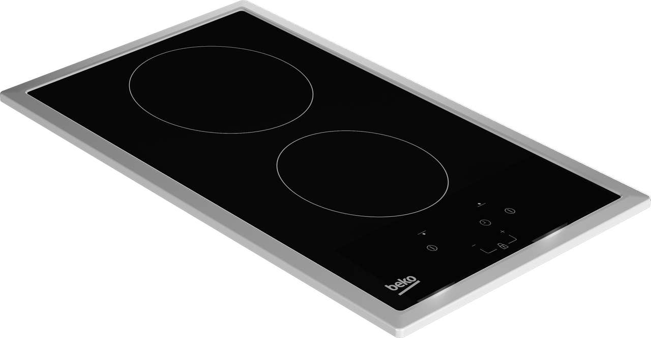 Beko Built-in Electric Ceramic Hob, 30 x 51 x 3.5 cm, 2 Zones, 3000W, HDMC 32400 TX - Black