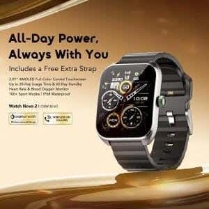 Oraimo Smartwatch, Bluetooth Calls, Health Tracking, OSW-814 - Black