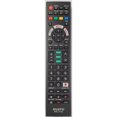Huayu Remote Control, Compatible with Panasonic Prime, Netflix - Black