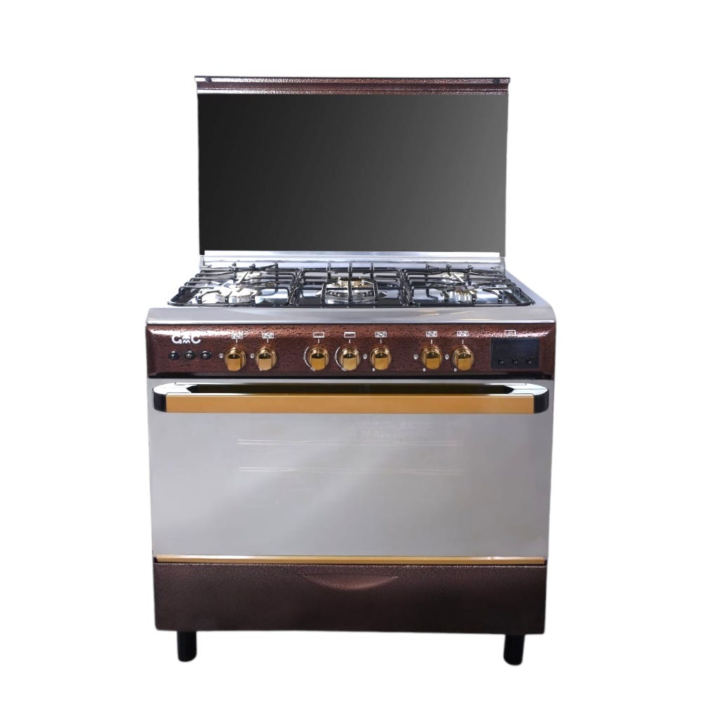 Gmc 9060-BLK-ST1 Gas Cooker, 5 Burners, 115 Liter, 60 Watt, 60x90 cm - Copper Silver