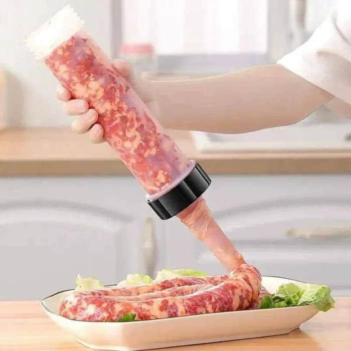 Hygienic Plastic Sausage Stuffer, Easy to Use and Clean - Transparent