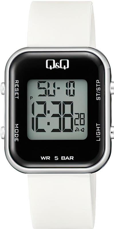 Q&Q M207J005Y Square Digital Sport Watch For women, M /26 - 39 mm - White