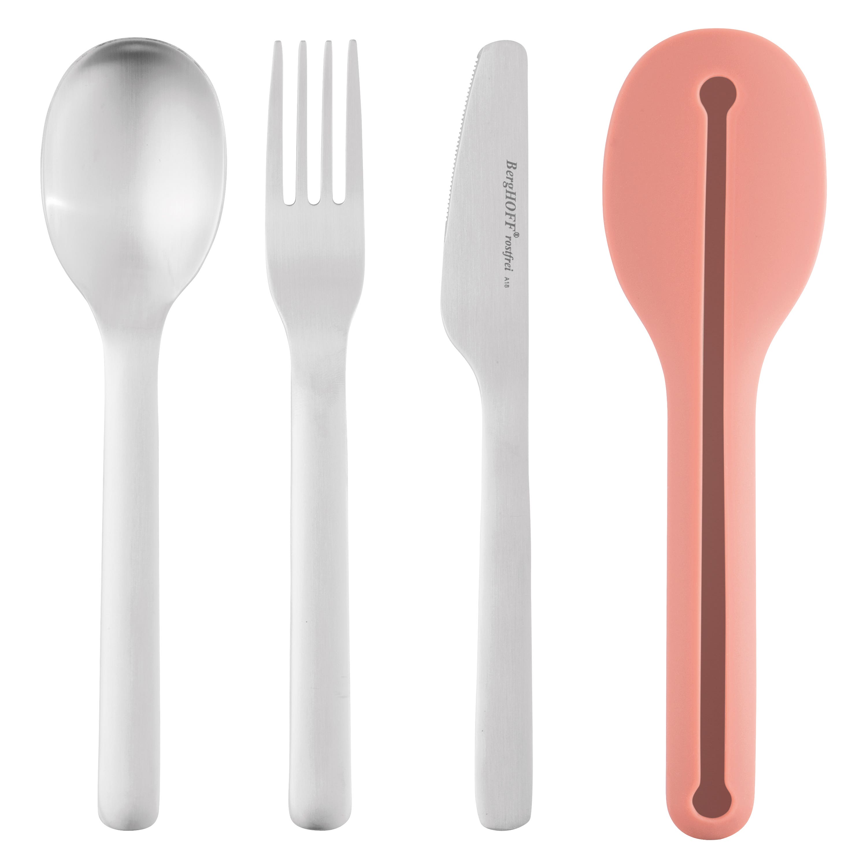 Berghoff Leo Stanless Steel Travel Flatware Set , 4 Pieces - Silver Pink