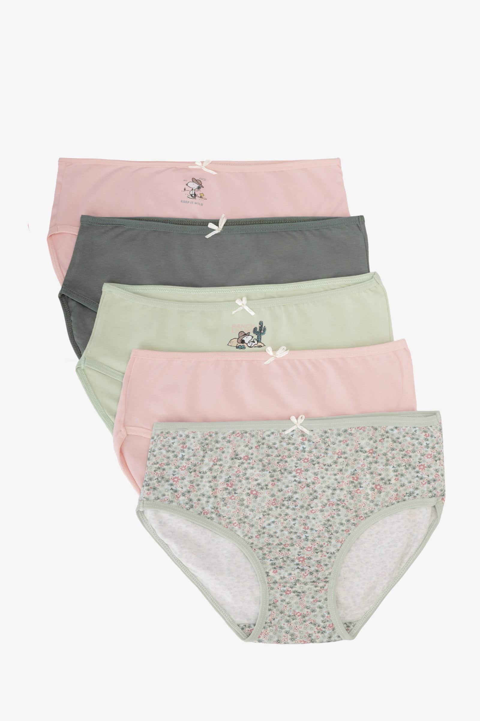 Carinawear Girly Cotton Brief Panties, Pack of 5