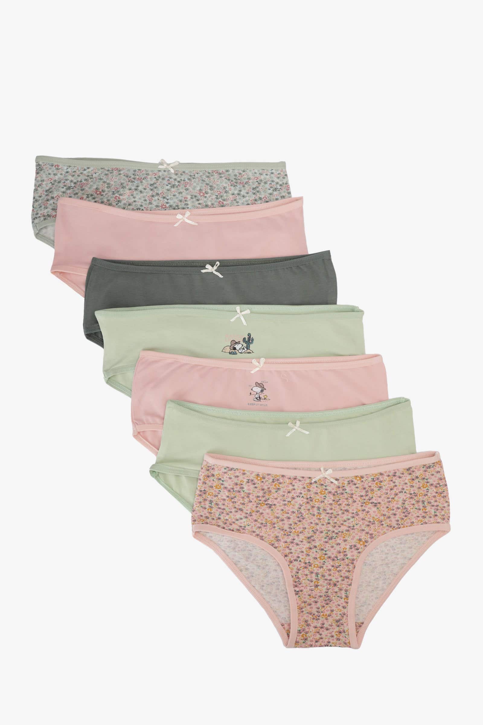 Carinawear 7-Piece Colored Cotton Brief Panties Set - Elastic Waist