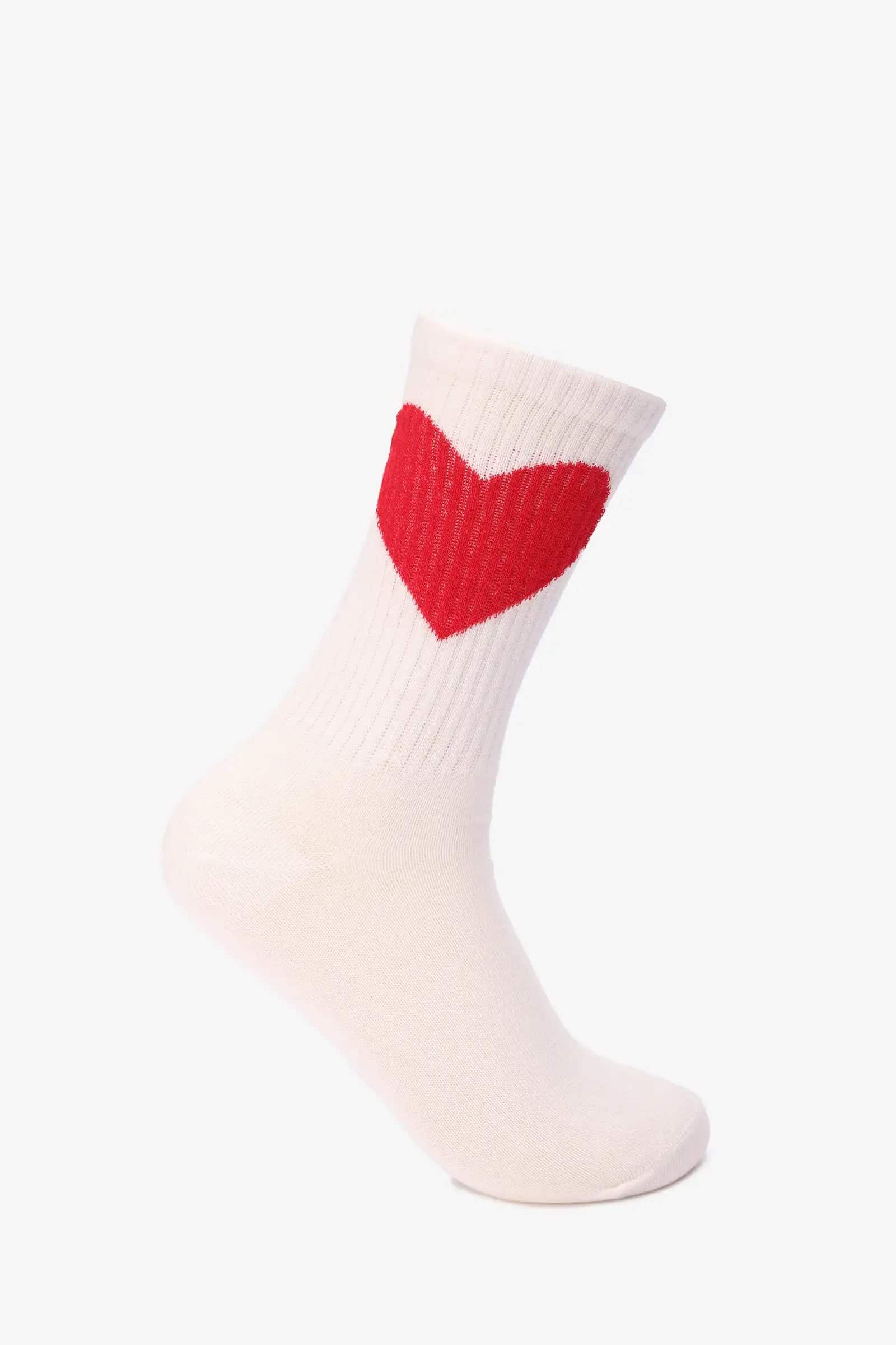 Carinawear Ribbed Heart Long Crew Socks - Stylish Design