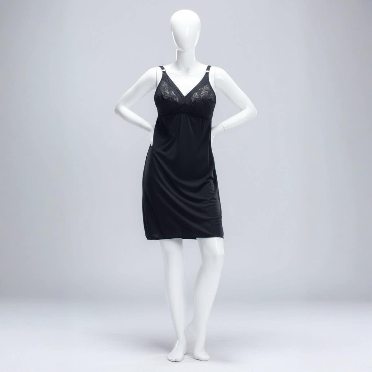 Carina Short Microfiber Under Dress Slip - Black