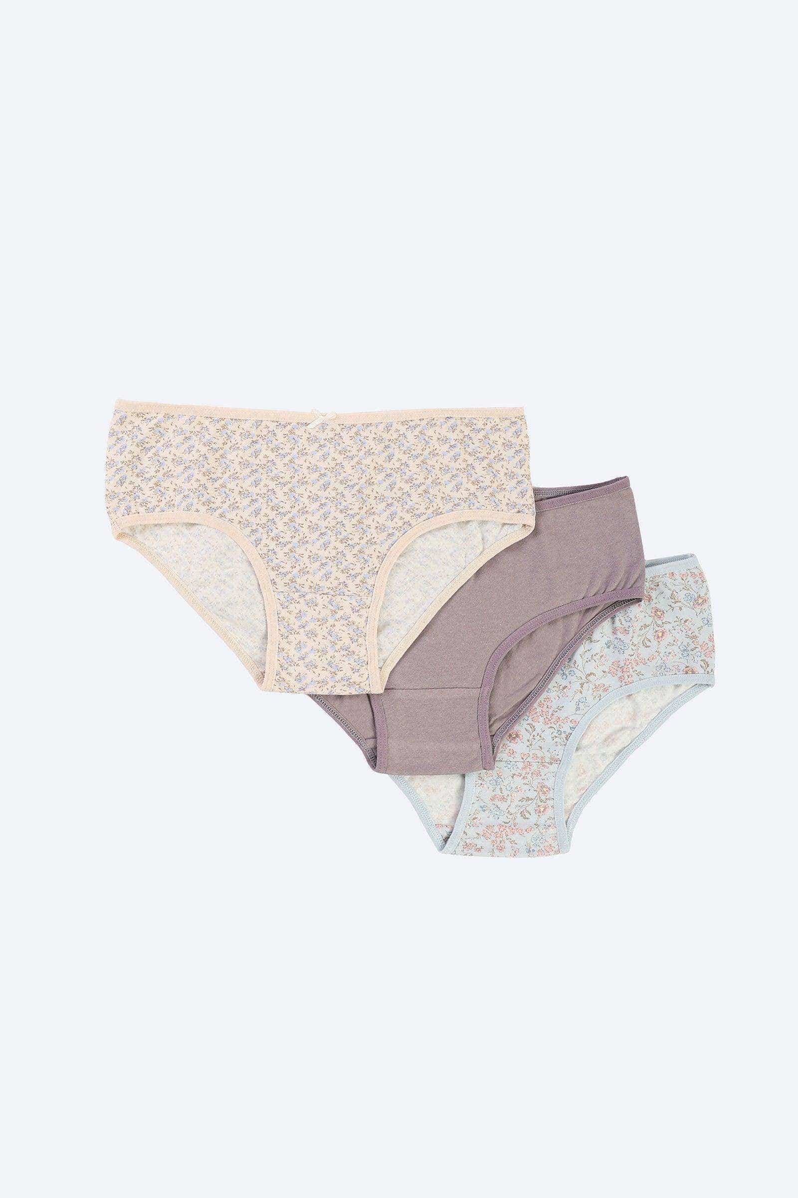 Carinawear Pack of 3 Colored Cotton Brief Panties - Elastic Waist
