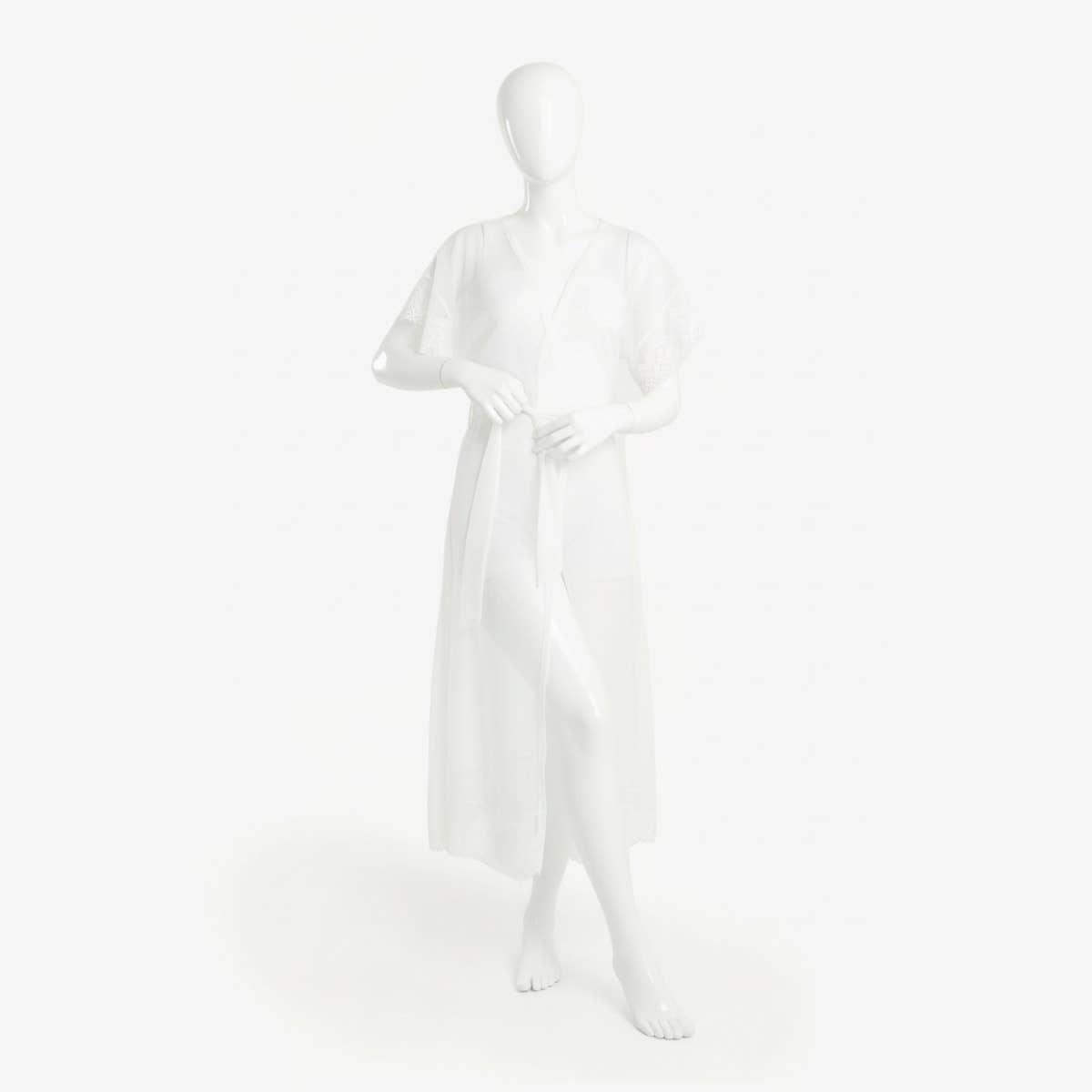 Carinawear Dotted Organza Robe with Lace - Elegant Sleepwear