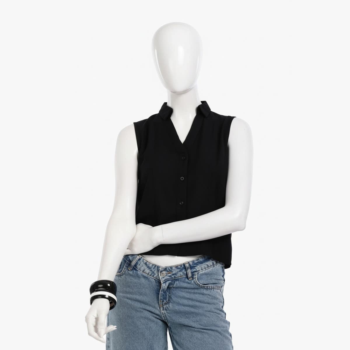 Collared Sleeveless Shirt