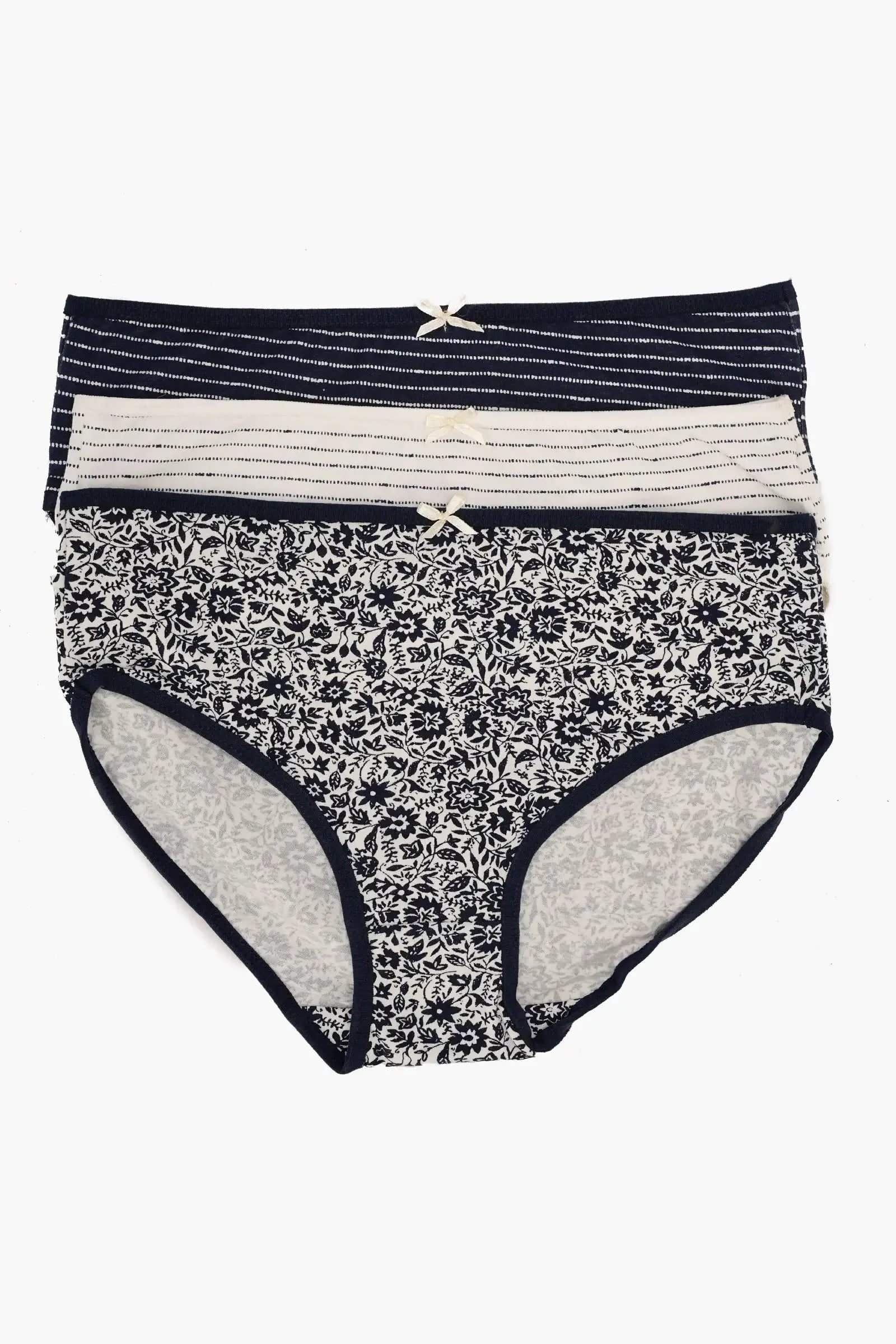Carinawear Pack of 3 Girly Cotton Brief Panties