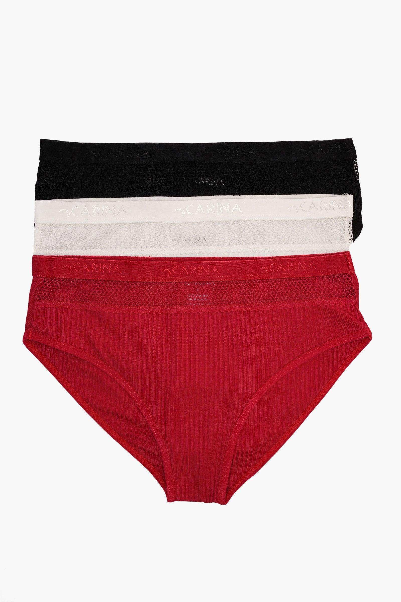 Carinawear Colored Brief Panties - Pack of 3, Soft Viscose, Elastic Waistband