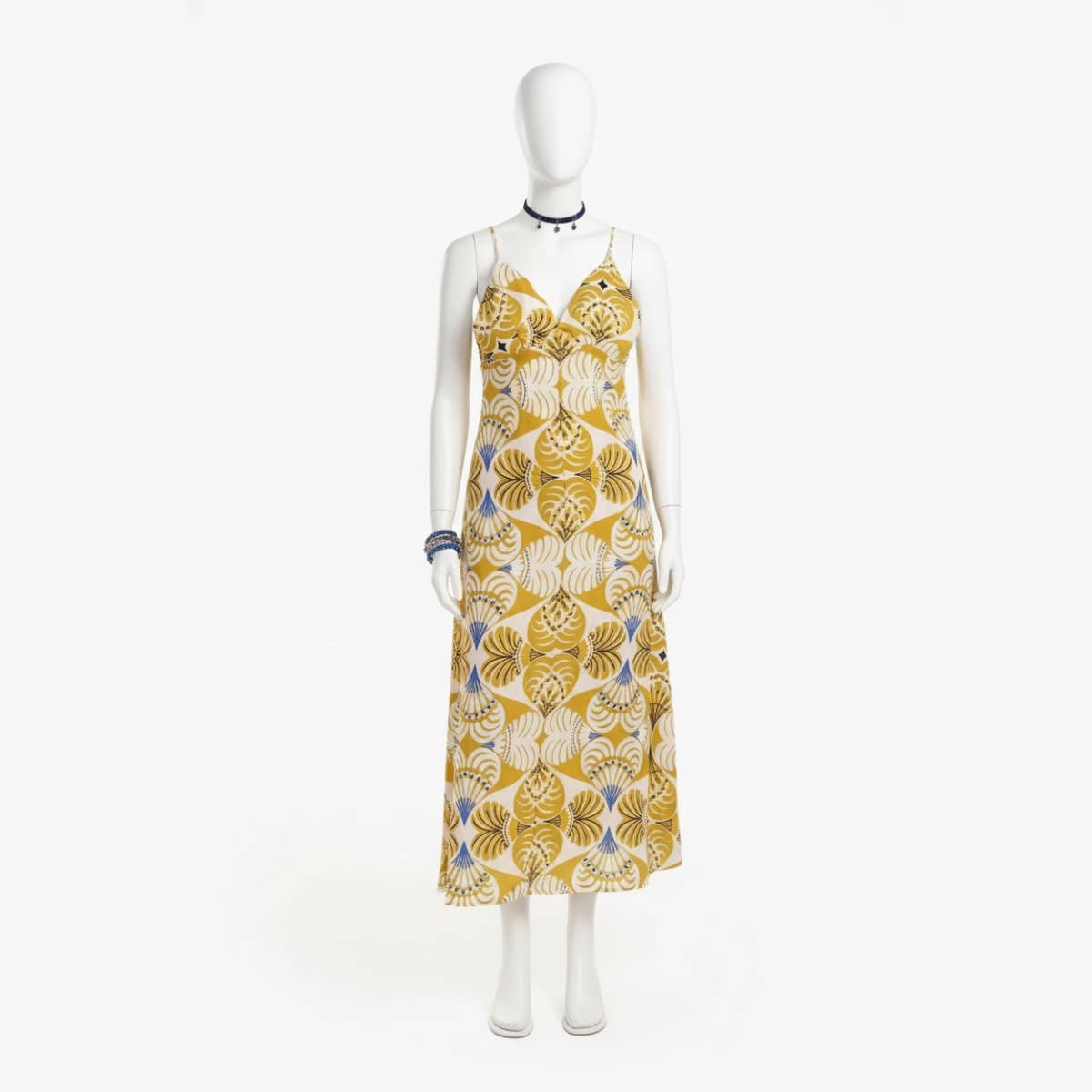 Carinawear Printed V-Neck Midi Dress - Cotton Summer Fashion