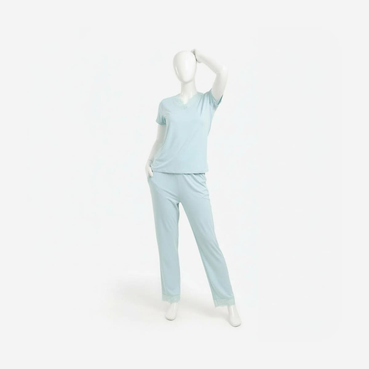 Carinawear Lace Edged Pyjama Set - Soft Viscose Blend Sleepwear