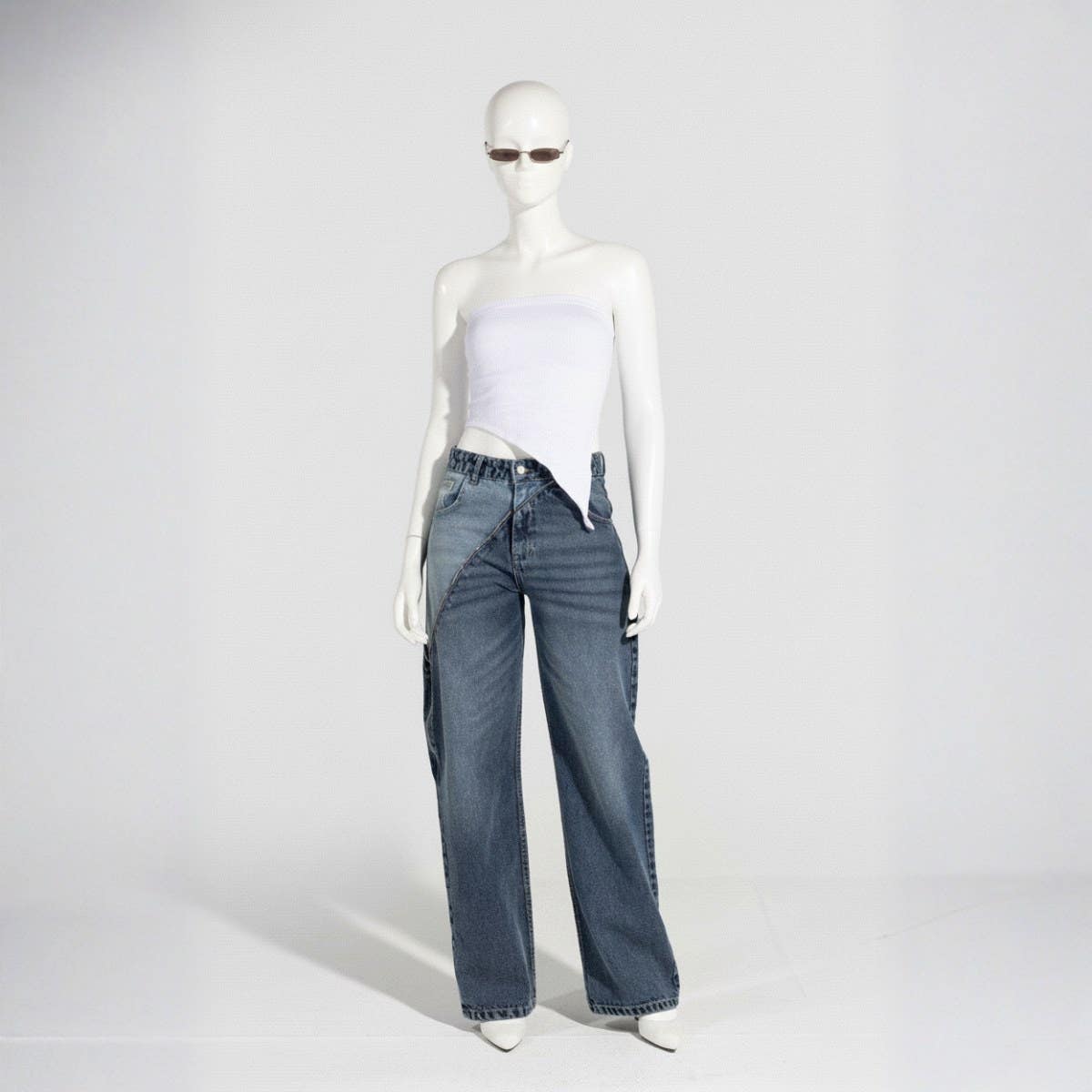 Carinawear Zipper Waist Denim Pants - Cotton Straight Fit