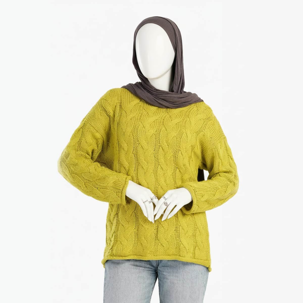 Carinawear Cable Knit Wool Pullover - Round Neck Casual Chic