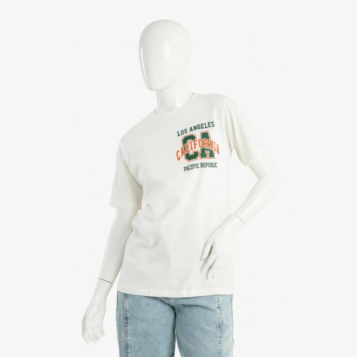 Carinawear Cotton Off White T-Shirt | Regular Fit, Printed Pattern, Crew Neck