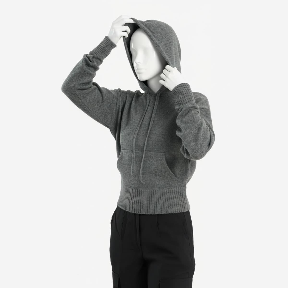 Carinawear Wool Pullover with Kangaroo Pockets - Regular Fit & Hooded Neck