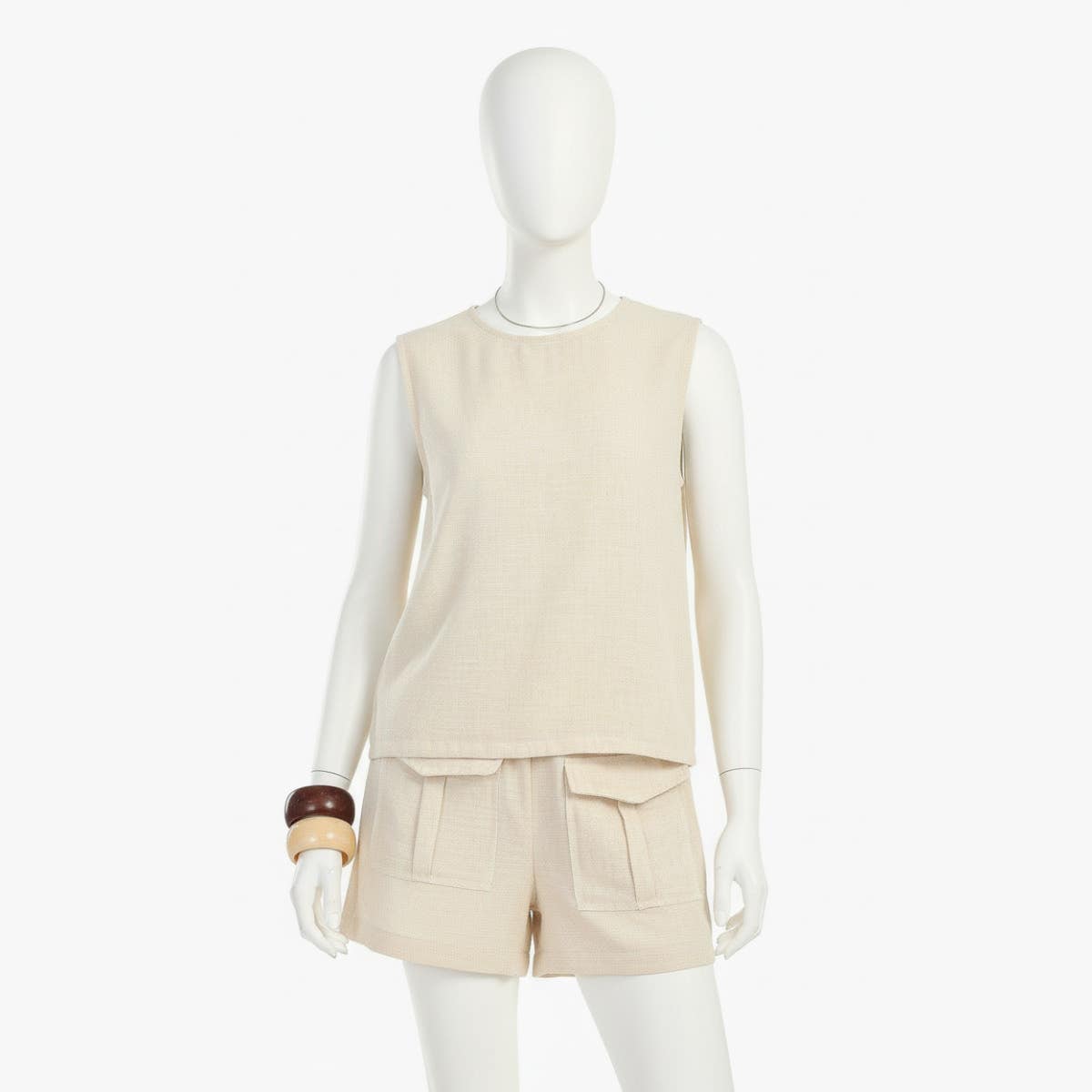 Carinawear Sleeveless Cotton Lounge Top - Solid Pattern, Round Neck