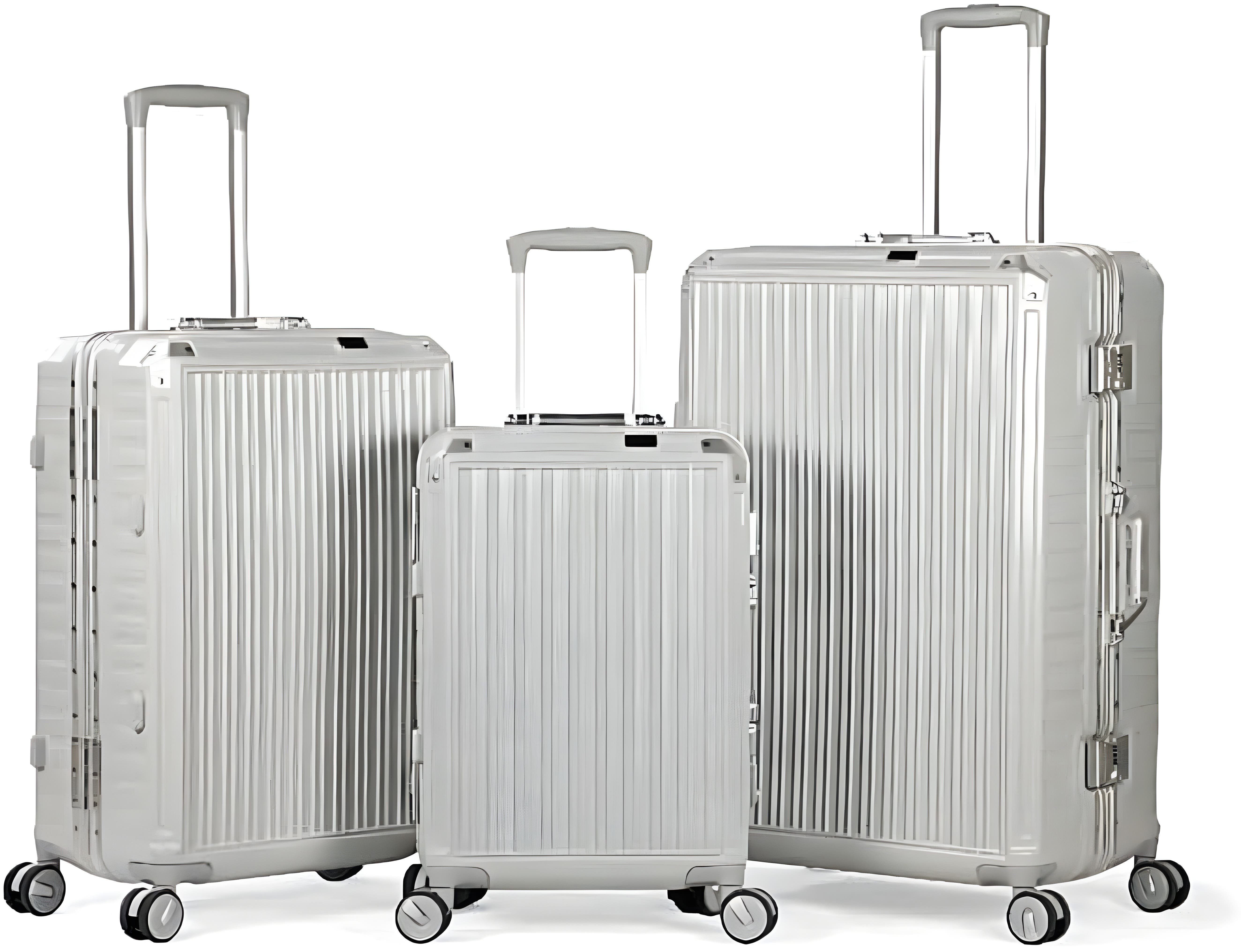 Musselz Temple Premium Aluminum Frame 3-Piece Luggage Set - Silver