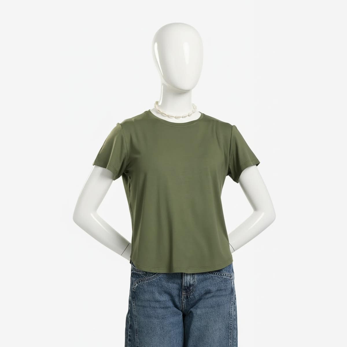 Carinawear Asymmetrical Hem Basic Top - Viscose Blend, High-Low Hem, Half Sleeves - Everyday Wear