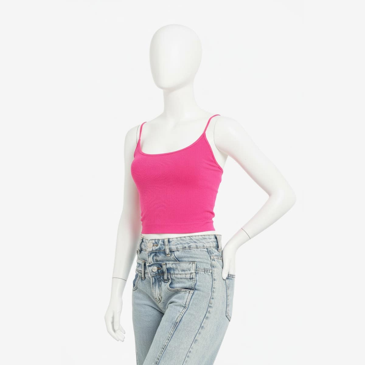 Carinawear Ribbed Double Strap Cropped Top - Slim Fit