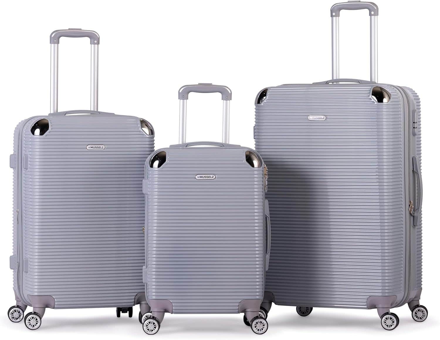 Musselz Palace 3-Piece Luggage Set with Combination Lock - Silver