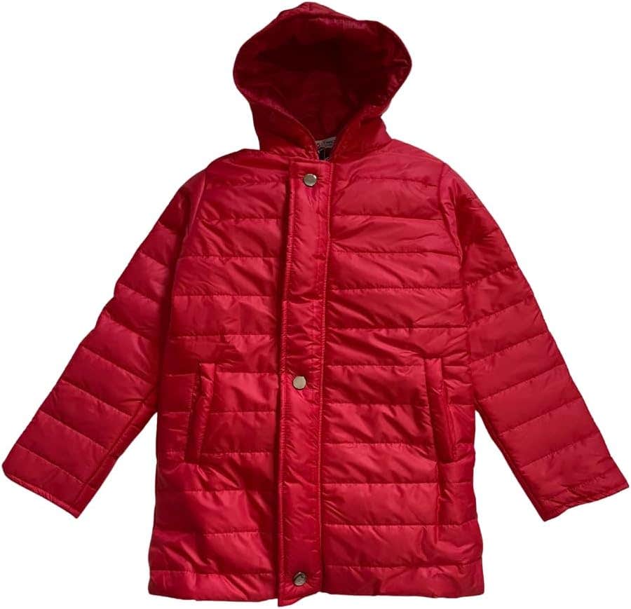 Kids Winter Padded Jacket, Red, Hooded Warm Waterproof Jacket
