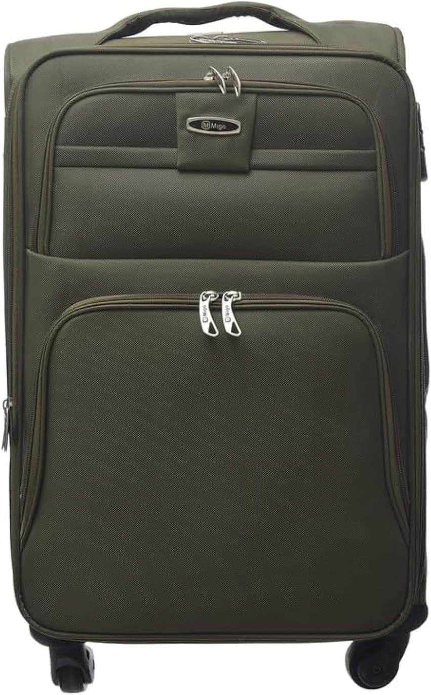 Migo 24-Inch Green Luggage Trolley Bag, Polycarbonate, Spinner Wheels, Expandable - Numeric Lock