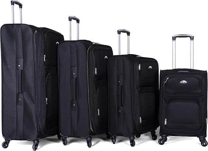Generic Heavy Duty Oxford Black Luggage Trolley Set - 20-24-28-32 Sizes
