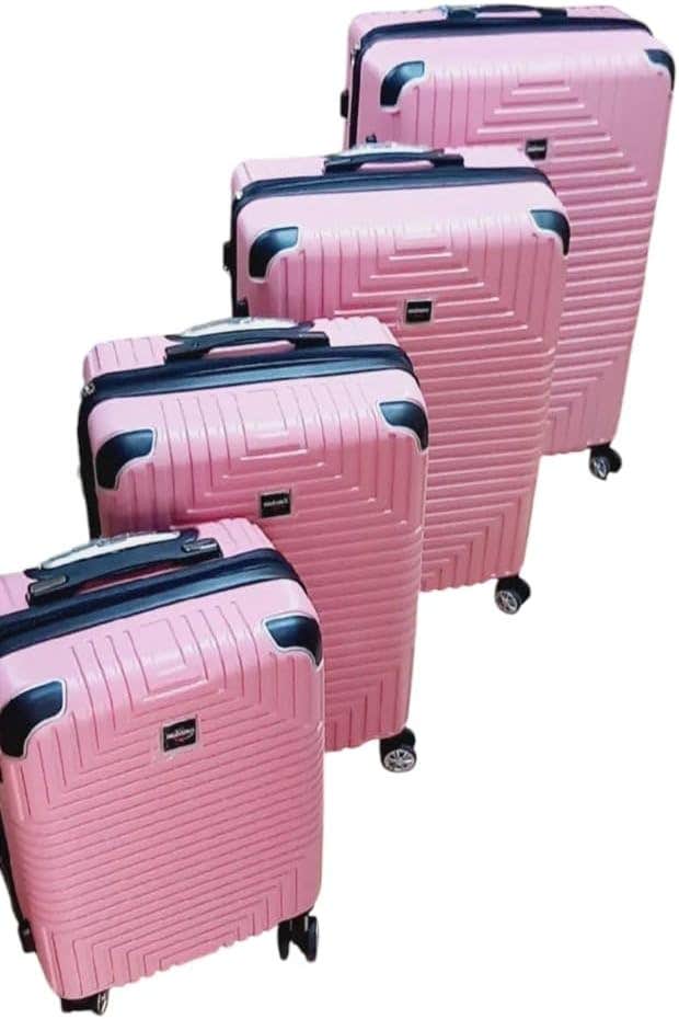 Unbreakable TSA Lock Luggage Trolley Bags, Pink - 4 Silent Spinner Wheels, Expandable - ABS, 32-28-24-20